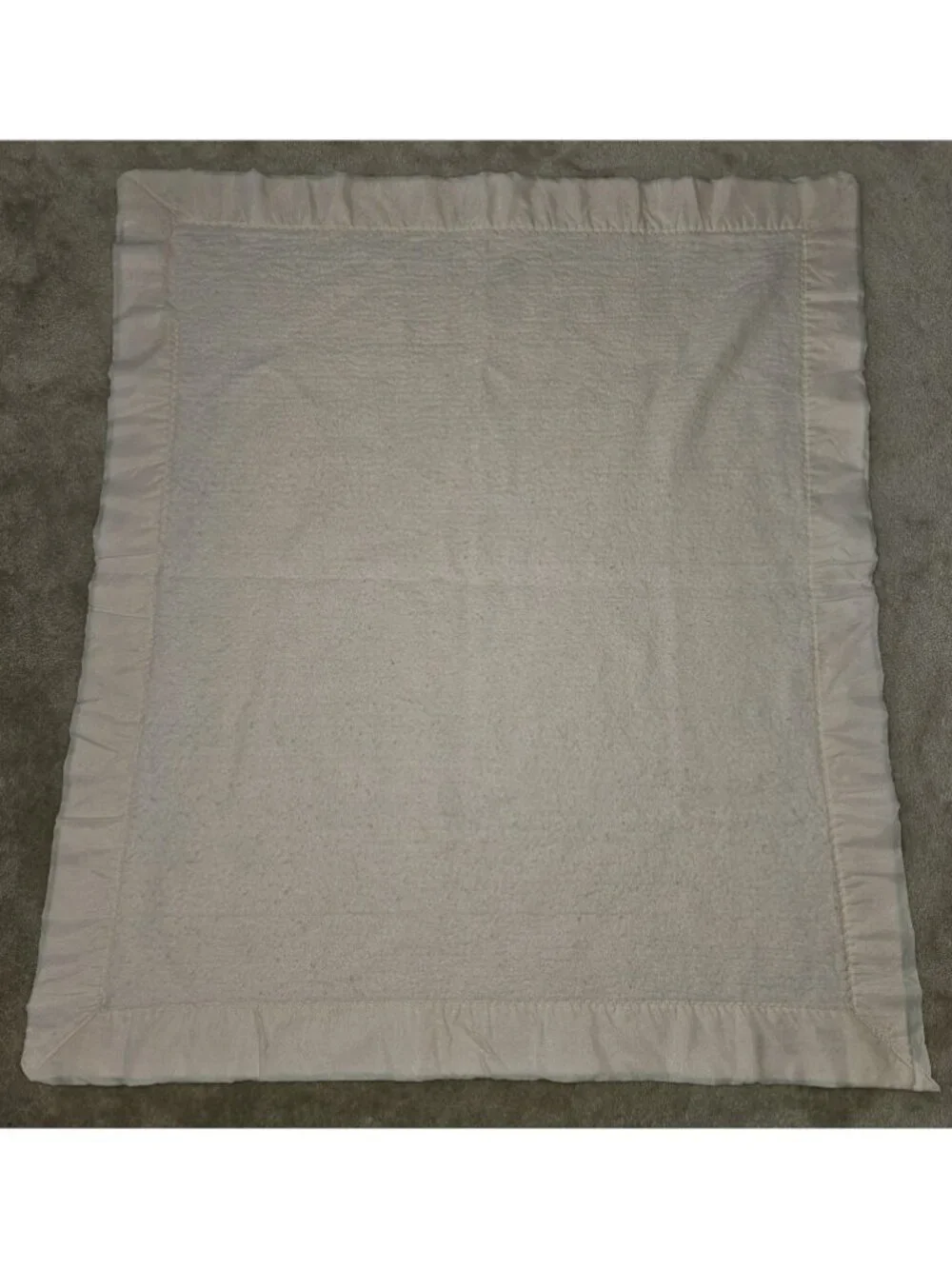 VTG Solid Pink Baby Blanket 38x43 Acrylic Satin Trim READ